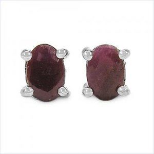 silver and 1.3 ctw ruby earrings